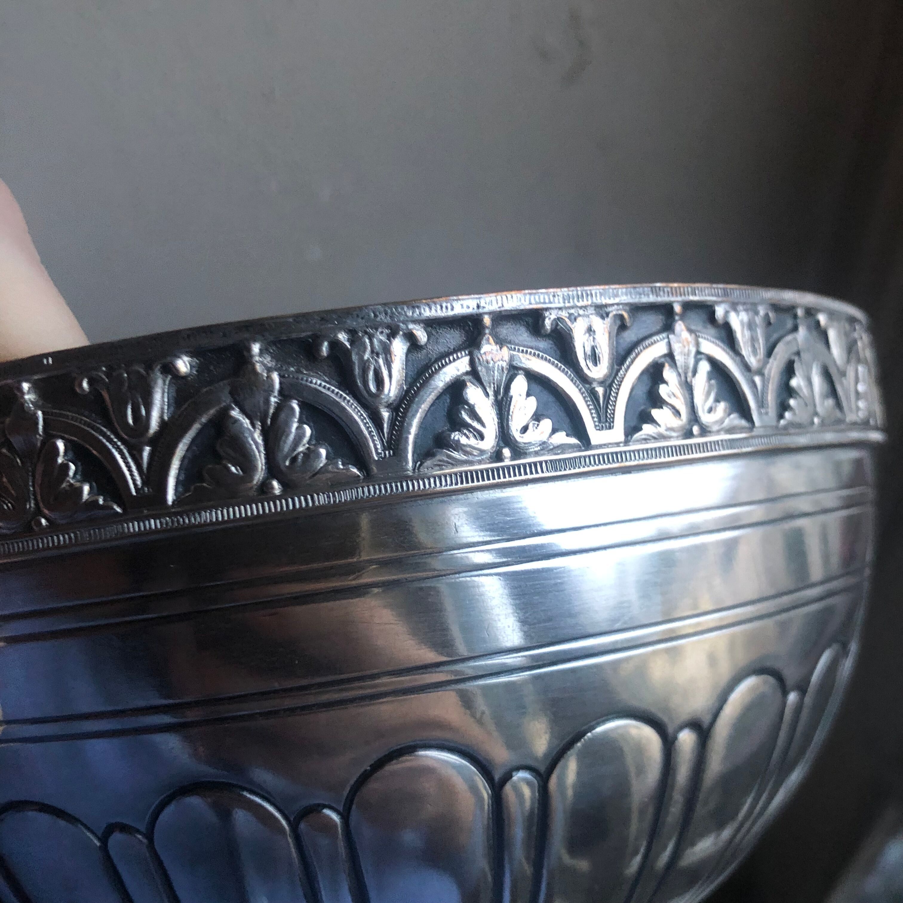 Silver metal empty pocket cup