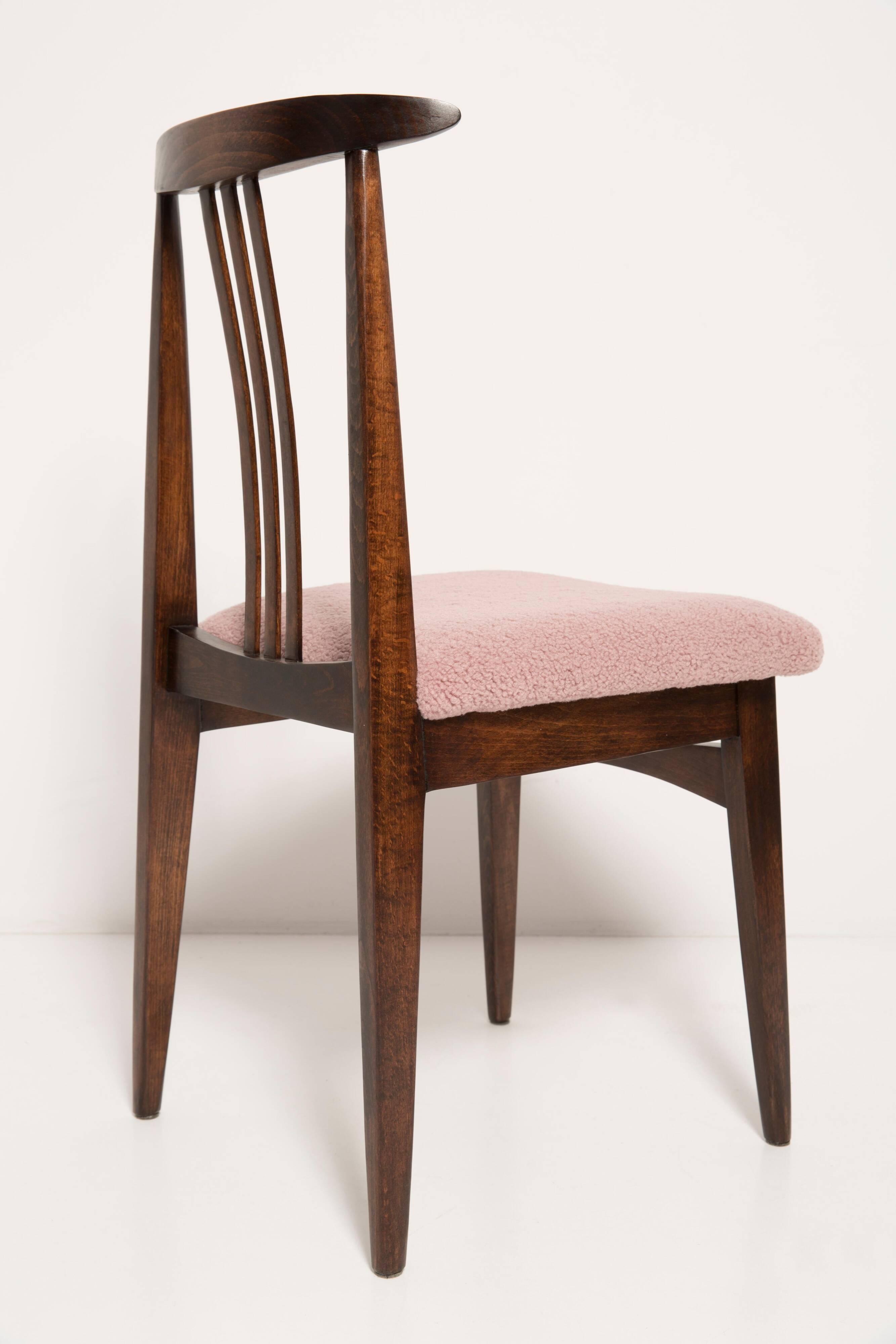 Blush Pink Bouclé Chair, Mid-Century Modern, designed by Mr. Zielinski, Europe, 1960s