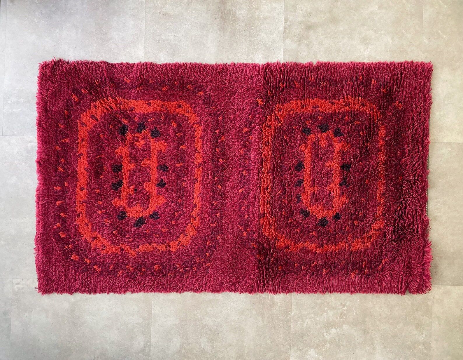 Mid century rya rug / carpet scandinavian design, vintage