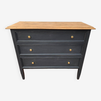 Matte black oak chest of drawers with 3 drawers