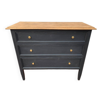 Matte black oak chest of drawers with 3 drawers