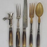Art Deco serving cutlery with horn handle