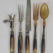 Art Deco serving cutlery with horn handle
