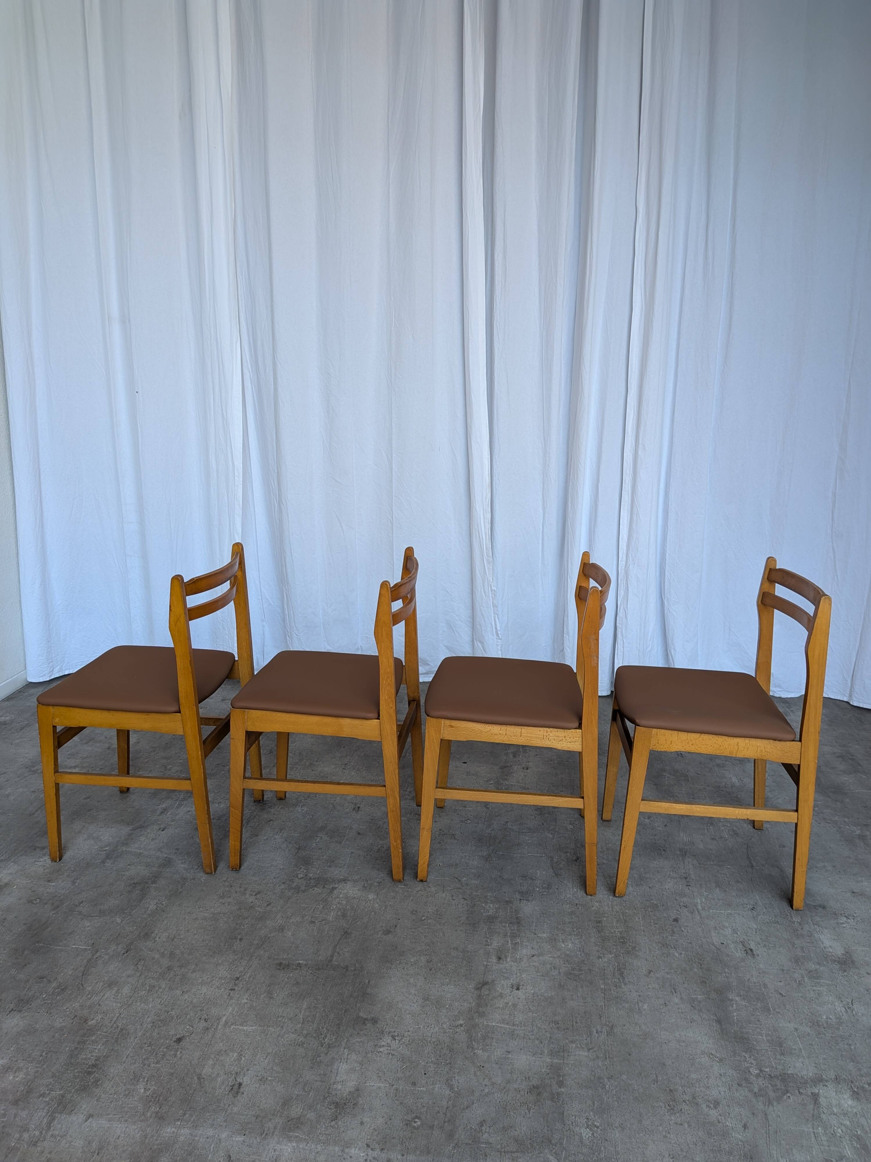 Set of 14 Vintage Scandinavian Dining Chairs / Yugoslav Wooden Bistro Chair