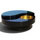 Table basse Willy Rizzo Yin-Yang - Laque, laiton & verre (Circa 70)