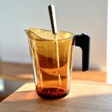 70s Amber Glass Orangeade Set - Vintage 9 Piece Set - Made in FRANCE