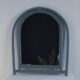 Sage green painted rattan mirror