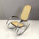 Vintage chrome and rattan rocking chair, 1960s