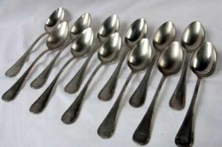 Cuillères modèle ruban Louis XVI métal argent poinçons service couvert de table