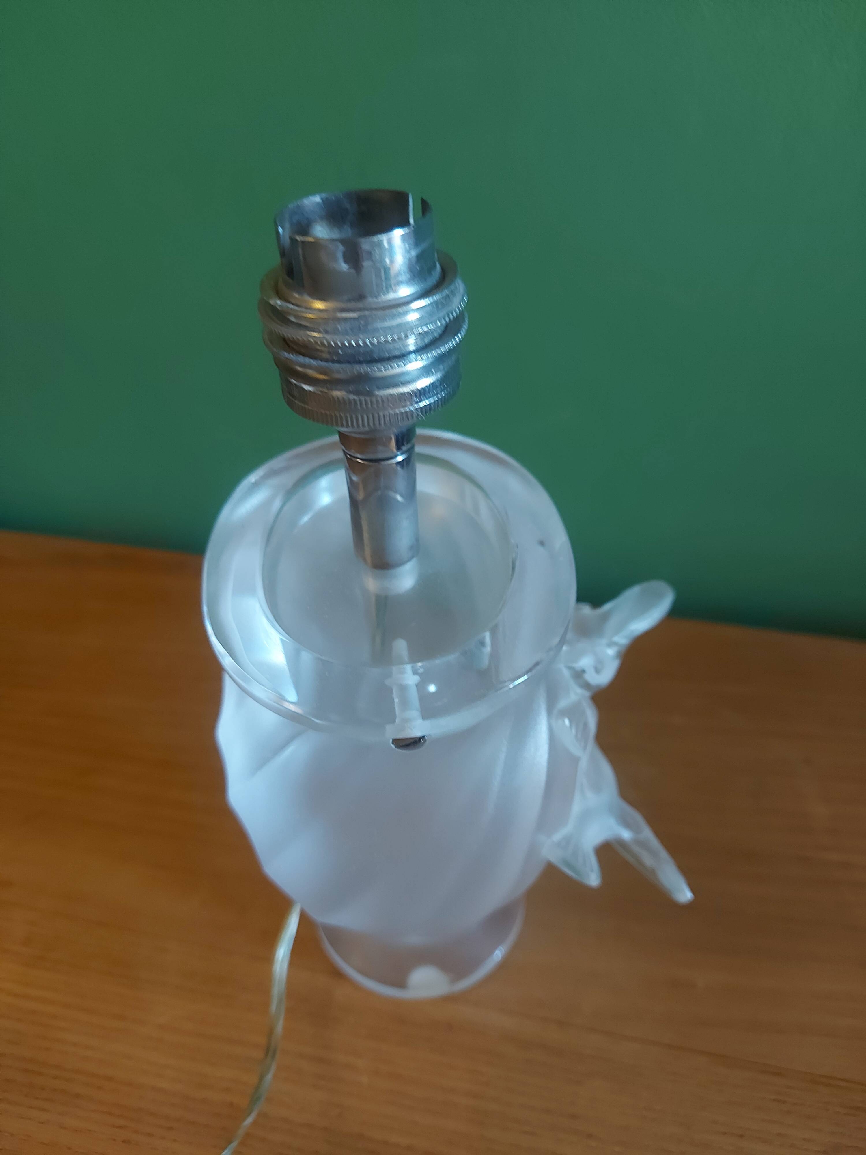 Lalique crystal lamp foot, doves