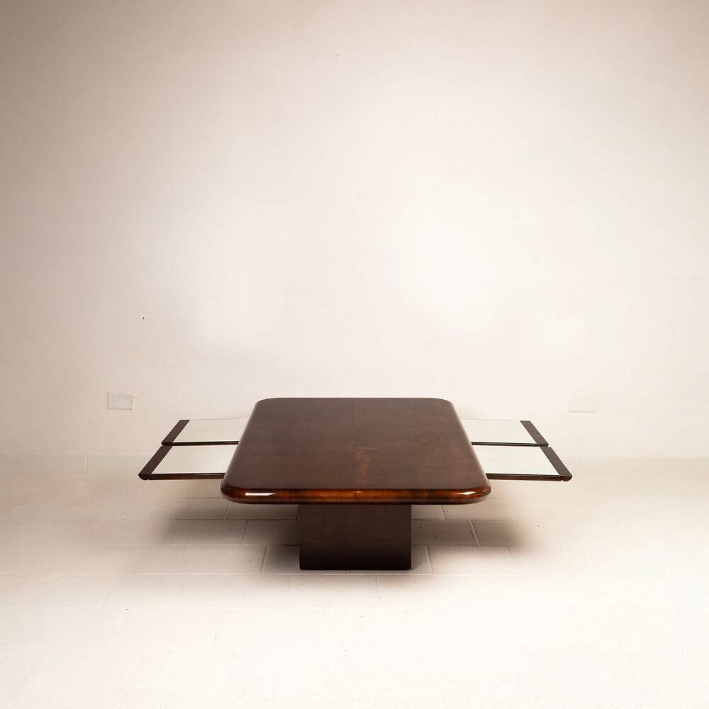 Coffee table model 2315 in parchment and mirrors by Giorgio Tura for Tura, 1980