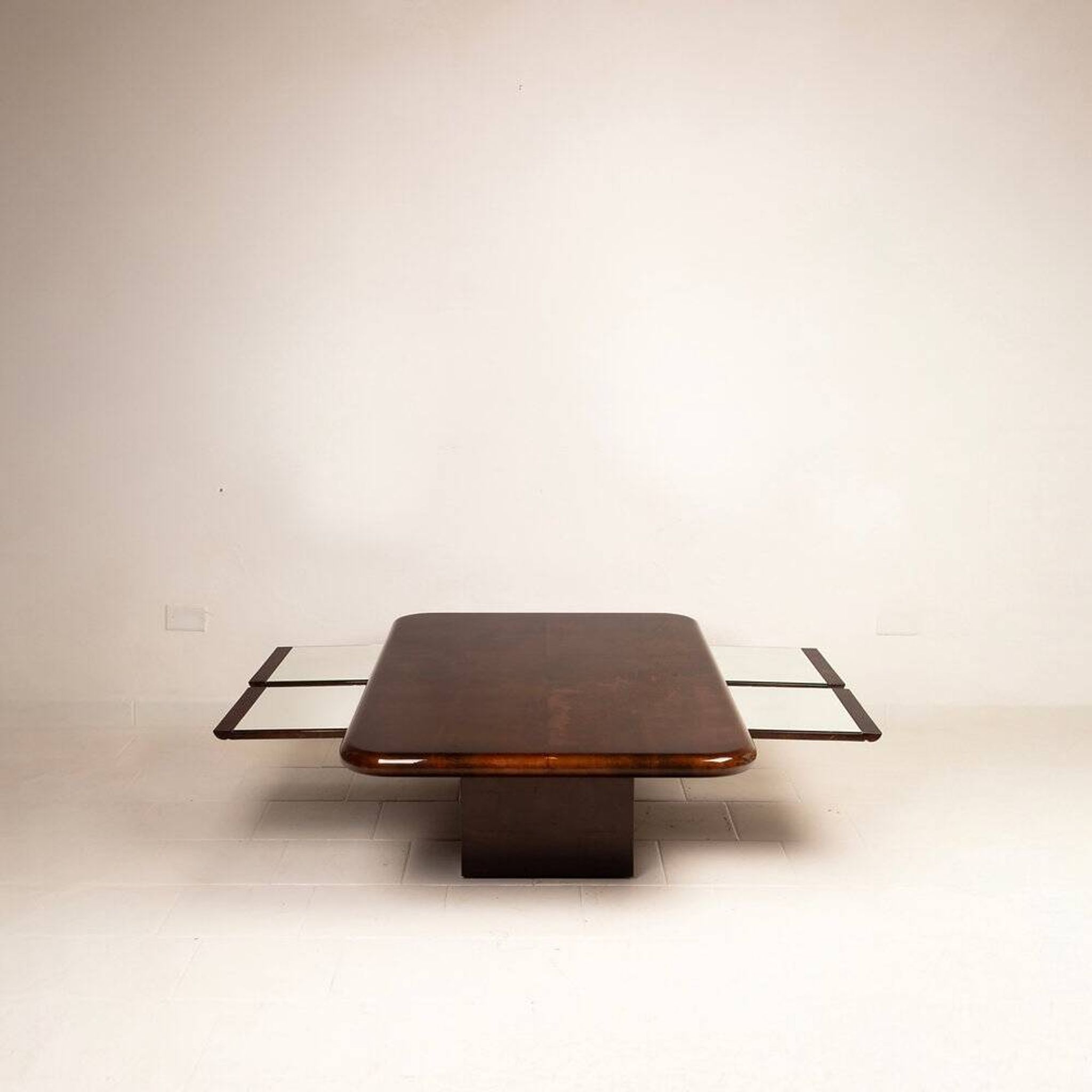 Coffee table model 2315 in parchment and mirrors by Giorgio Tura for Tura, 1980
