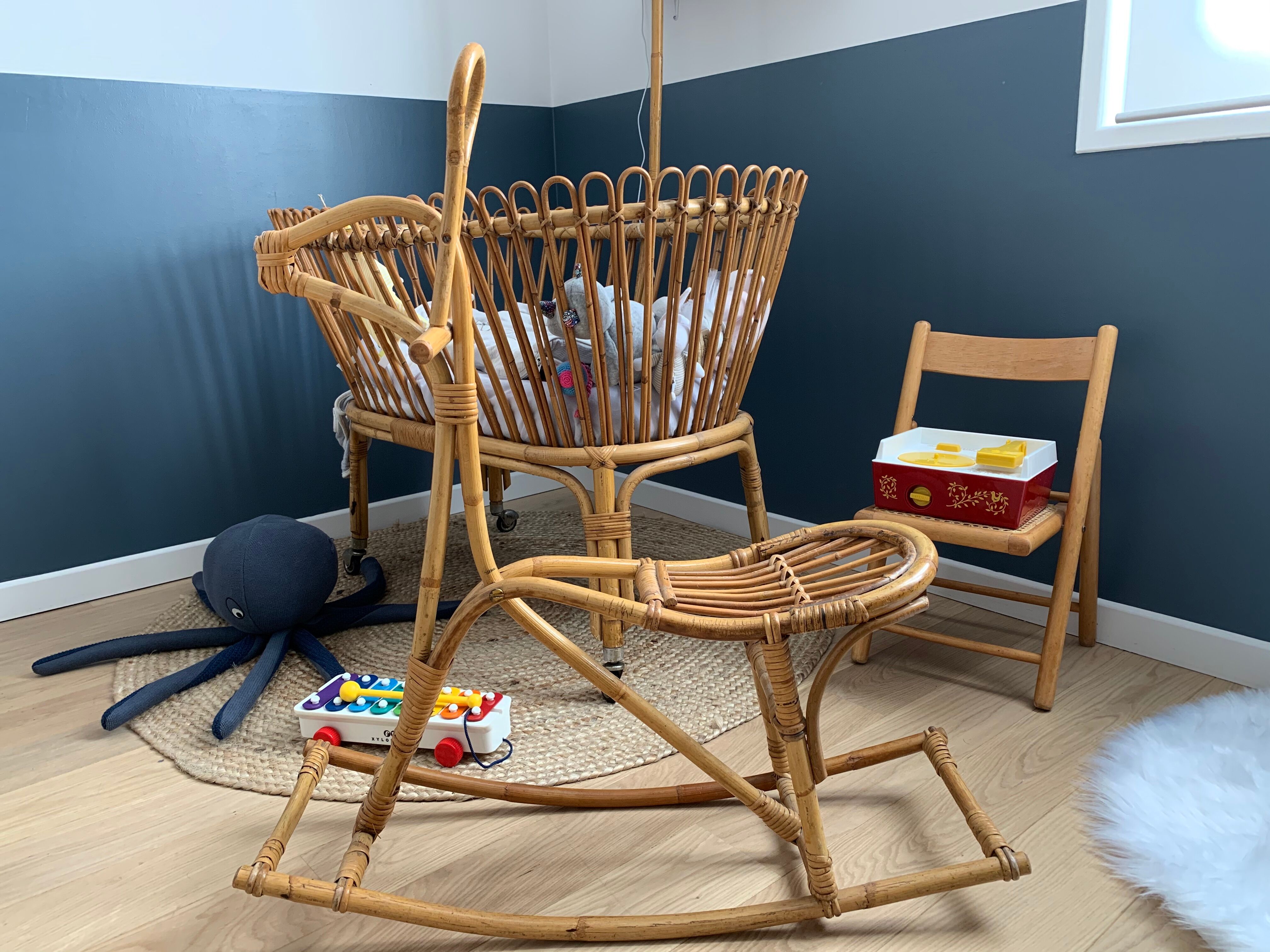 Vintage rattan rocking horse