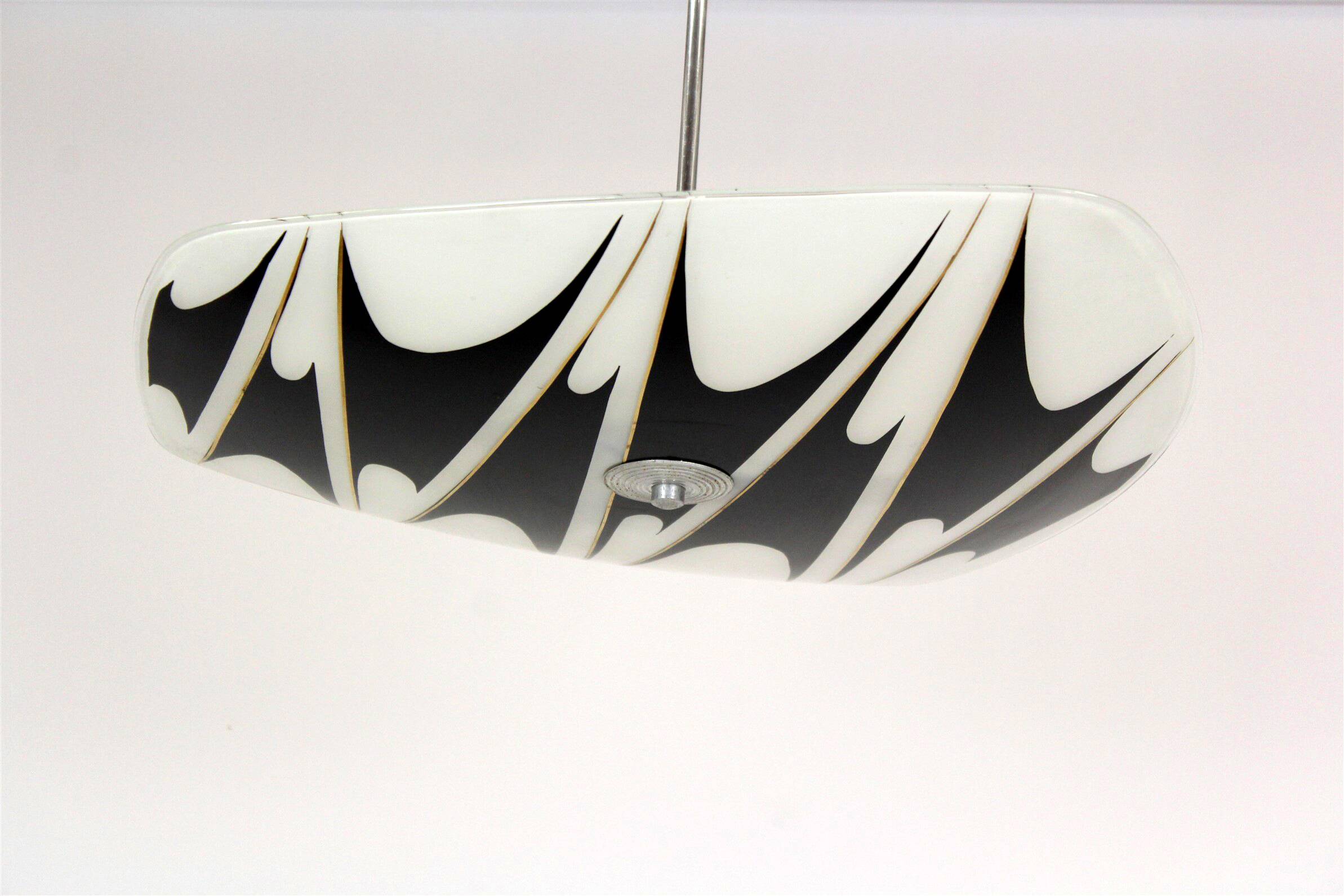 Large Vintage Czechoslovakian Opaline Glass Pendant Lights, 1970s, Set of 2