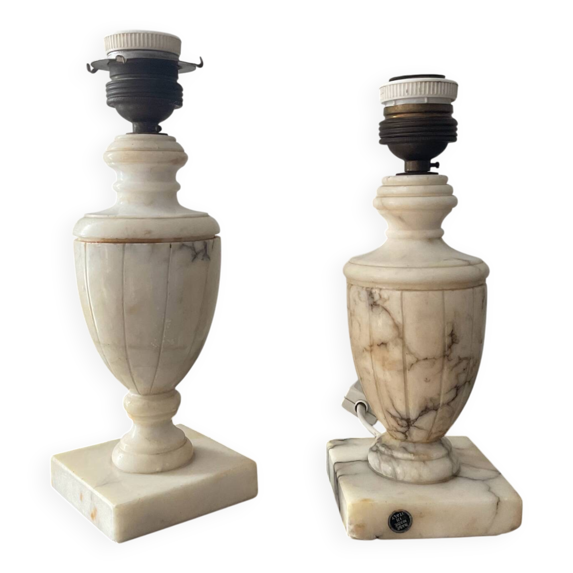 Pair of marble lamp bases from the 1950s.