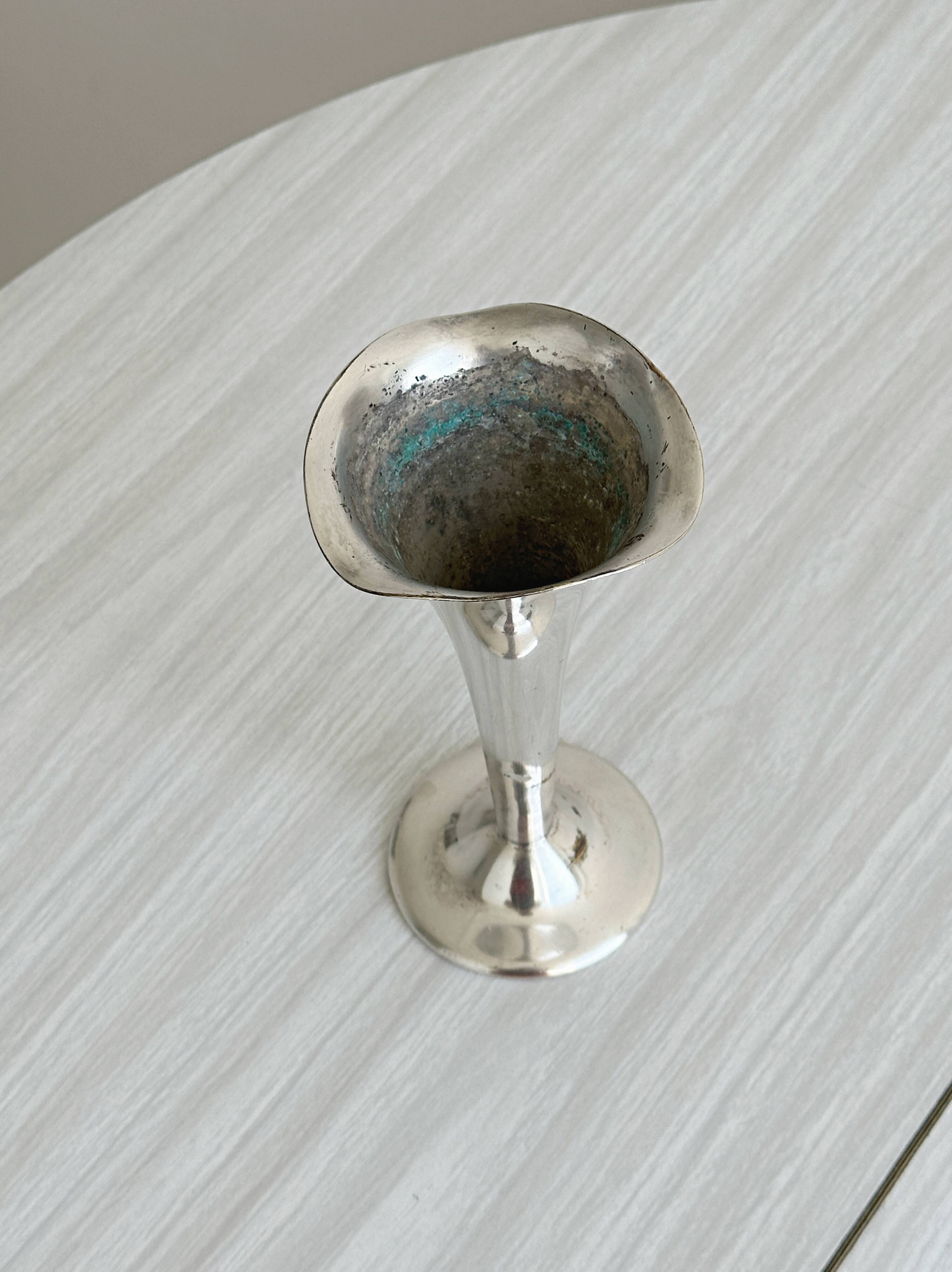 Antique metal soliflore vase