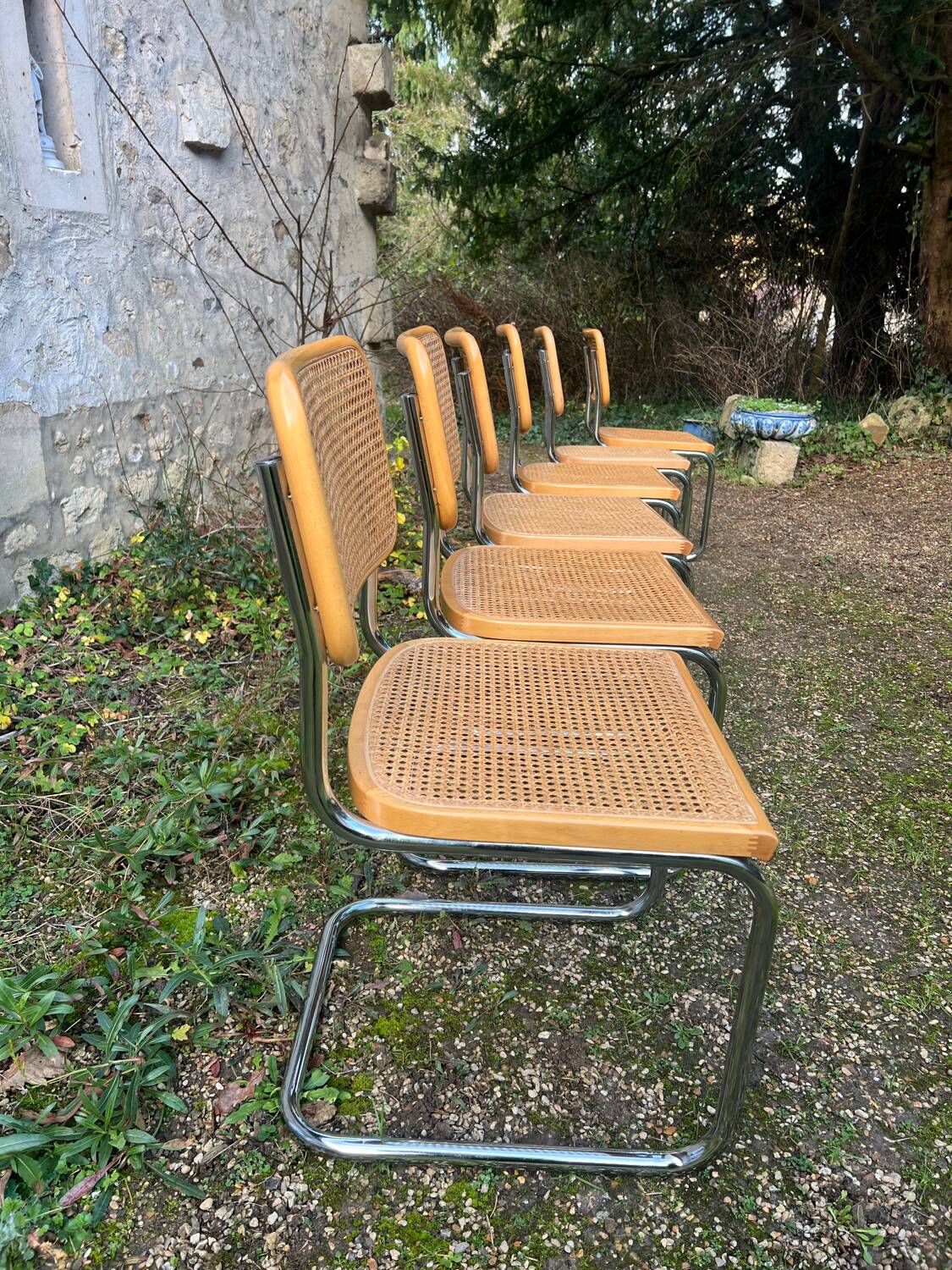 6 mid-century Marcel Breuer B32 Cesca chairs,
