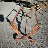 Cast iron and marble swan neck coffee table