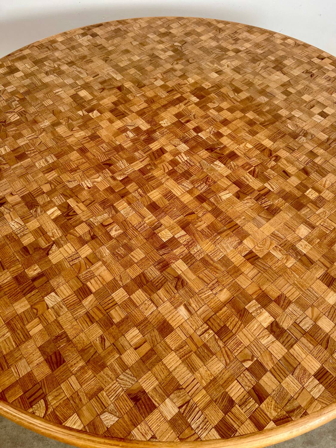 Table en bois marqueté et bois, design Dieter Waeckerlin Idealheim, années 70