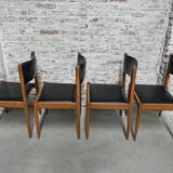 4 vintage chairs upholstered with skai