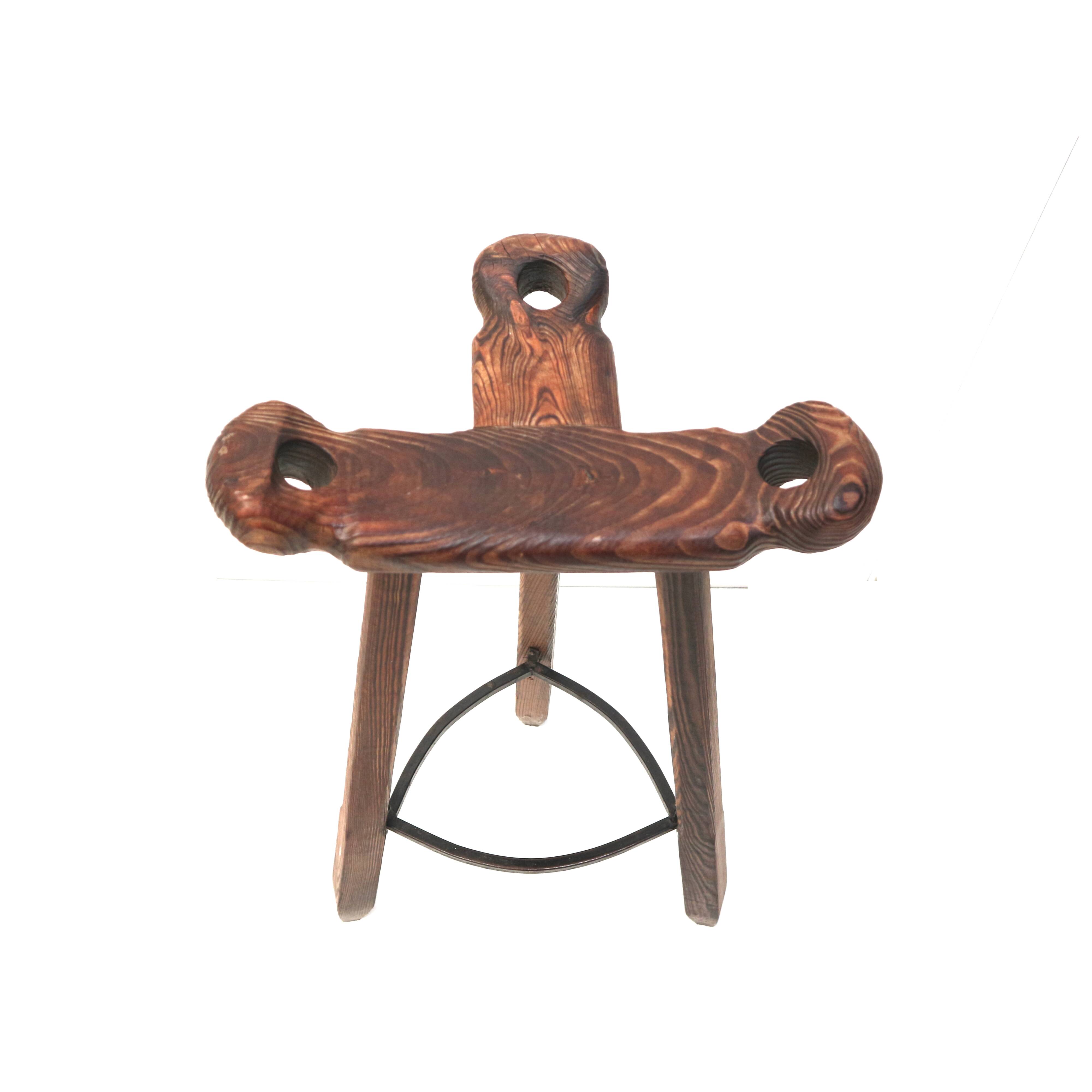 3x Vintage Spanish brutalist ‘Marbella’ stool by Confonorm, 70s