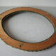 Old oval frame in rattan and wood photo door mirror frame