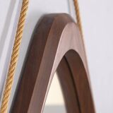 VINTAGE 1970S OVAL WALL MIRROR IN WOOD, ITALIAN DESIGN