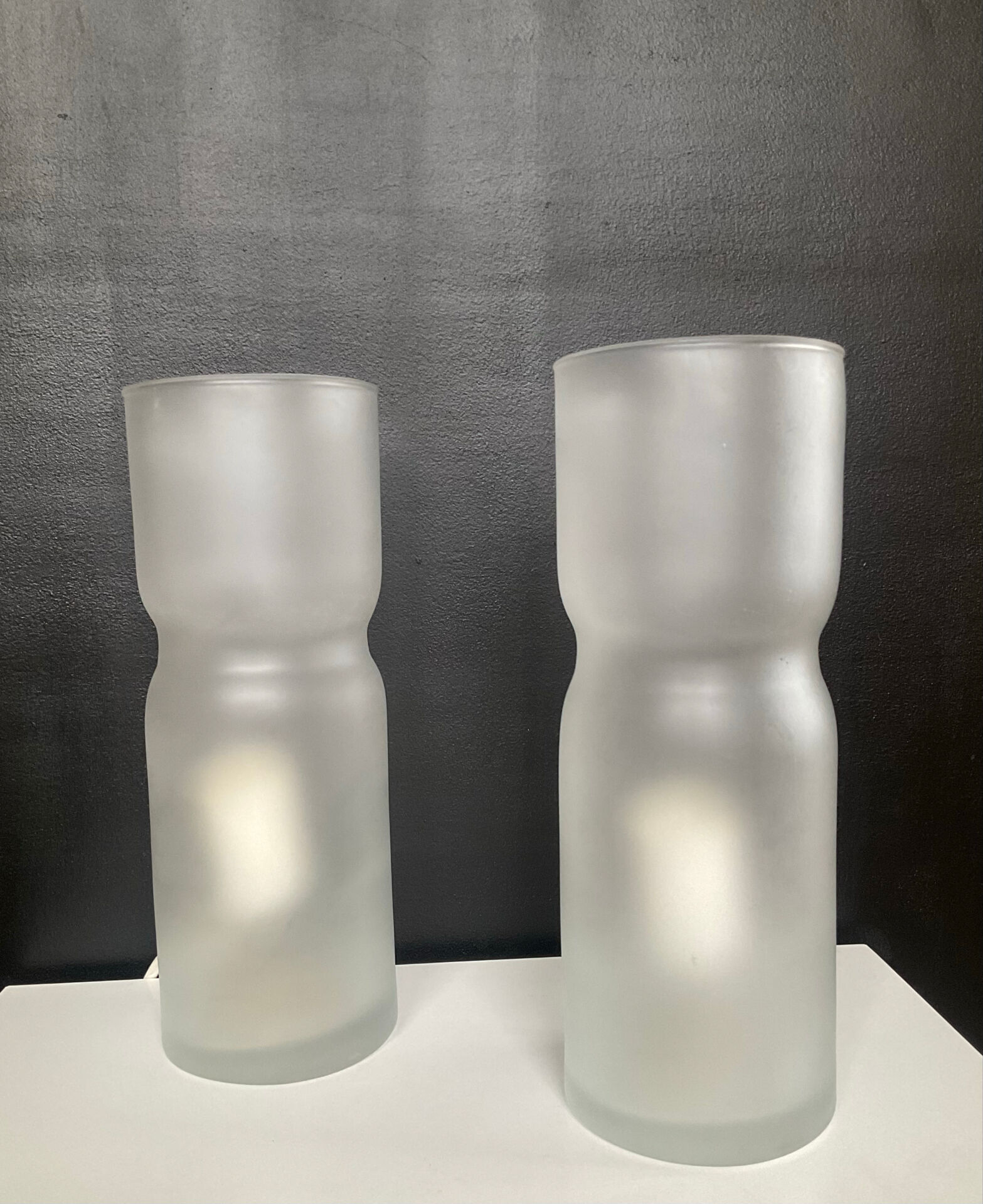 Pair of vintage lamps in frosted glass