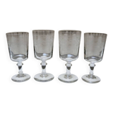 4 engraved transparent stemmed glasses by Baccarat