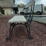 Garden bench with old cast-cast-or-cast-or-cast foot