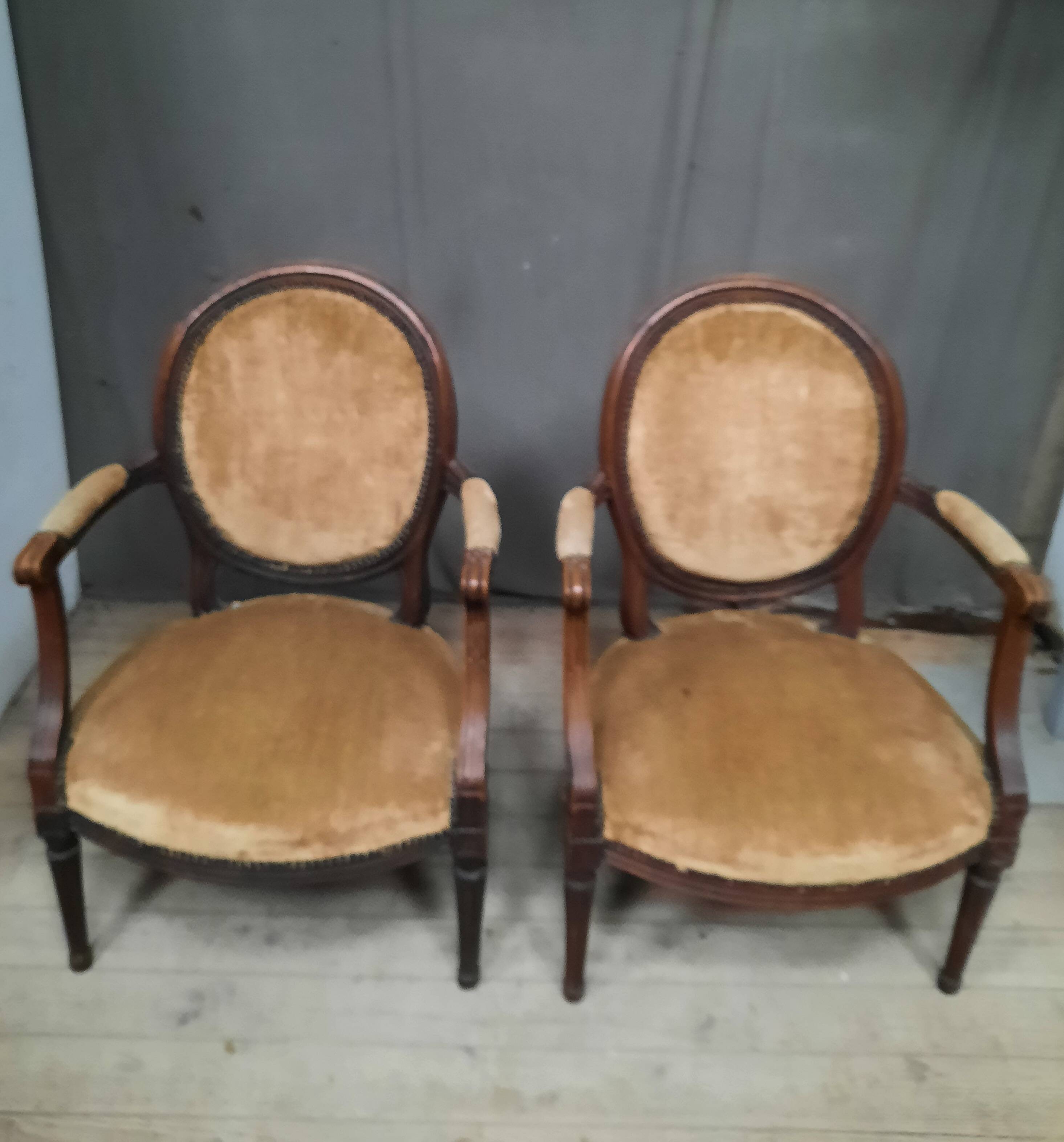 Pair of Louis XVI medallion armchairs