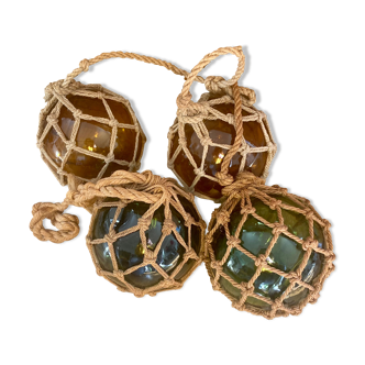4 boules flotteurs de pêcheur vintage
