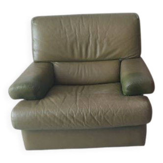 Fauteuil Club Vintage en cuir vert