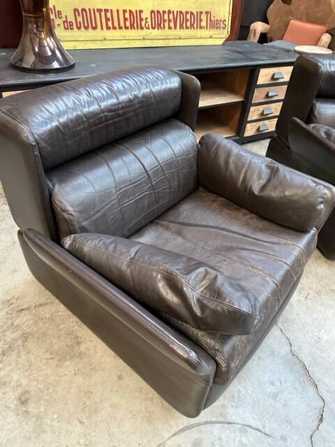 Ensemble de salon en cuir années 80