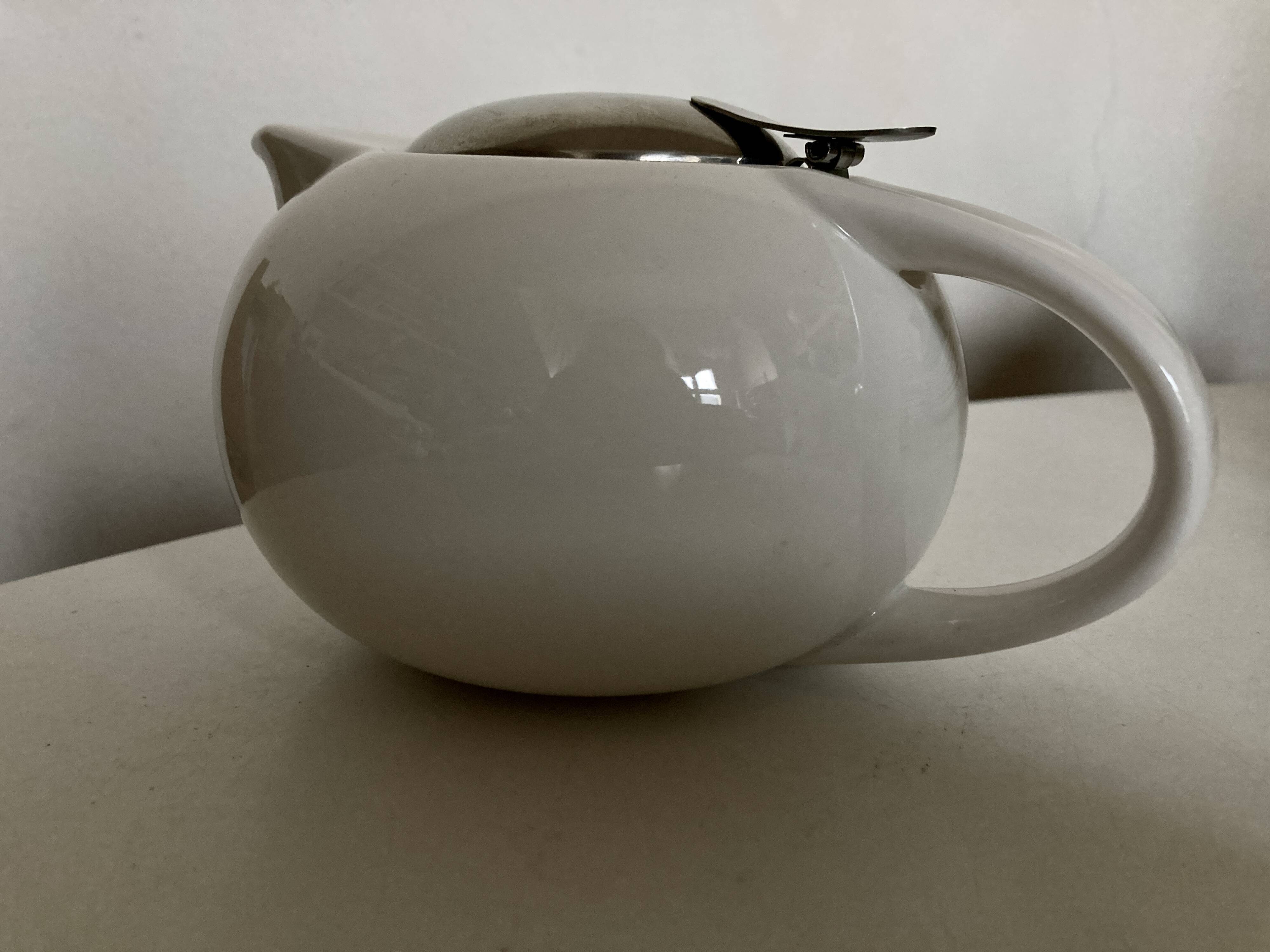 Space Age Porcelain and Steel Teapot