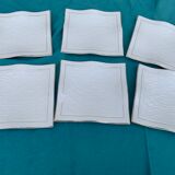 6 white glazed ceramic plates vague design and contemporary patterns
