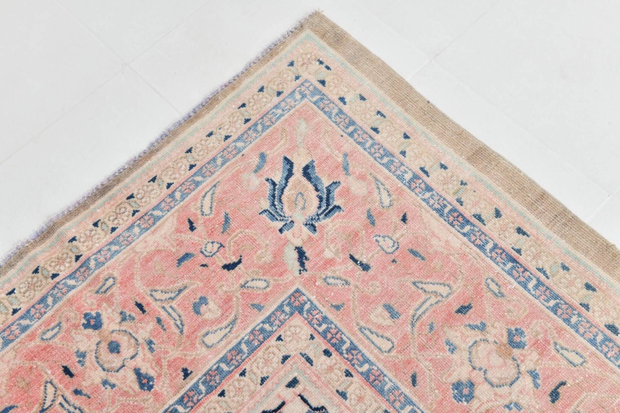 Tapis persan classique antique 57s rose blush bleu 10x13, 293x388 cm