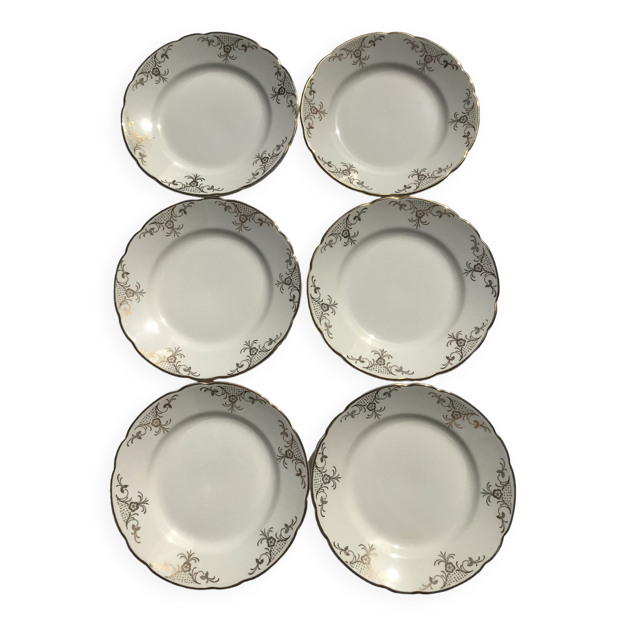 6 Dessert plates Villeroy & Boch cream gold décor