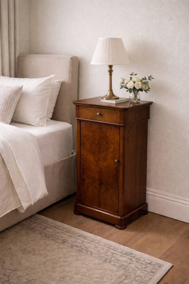 Walnut bedside table 1940-50