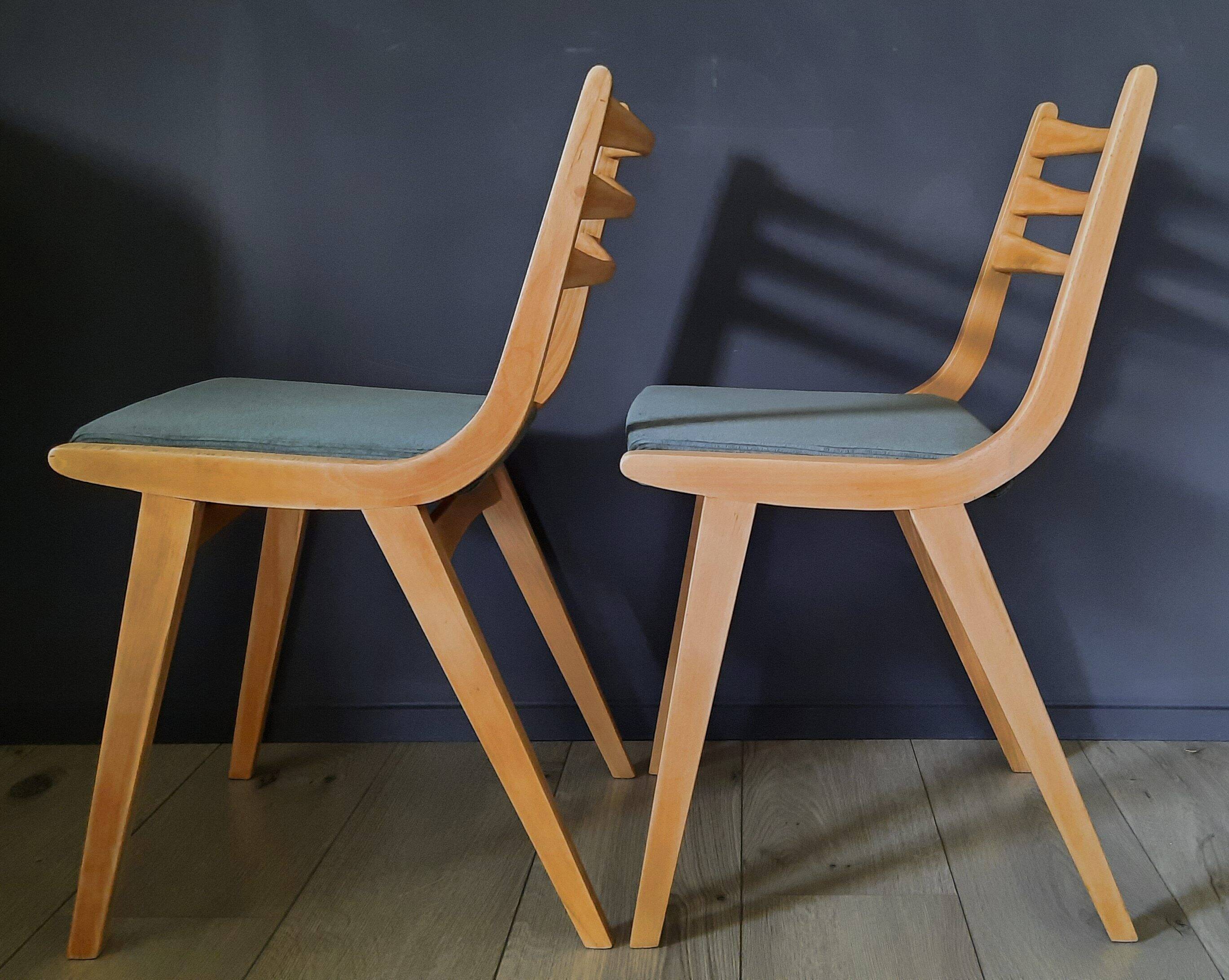 Pair of restored 1960s compass leg chairs