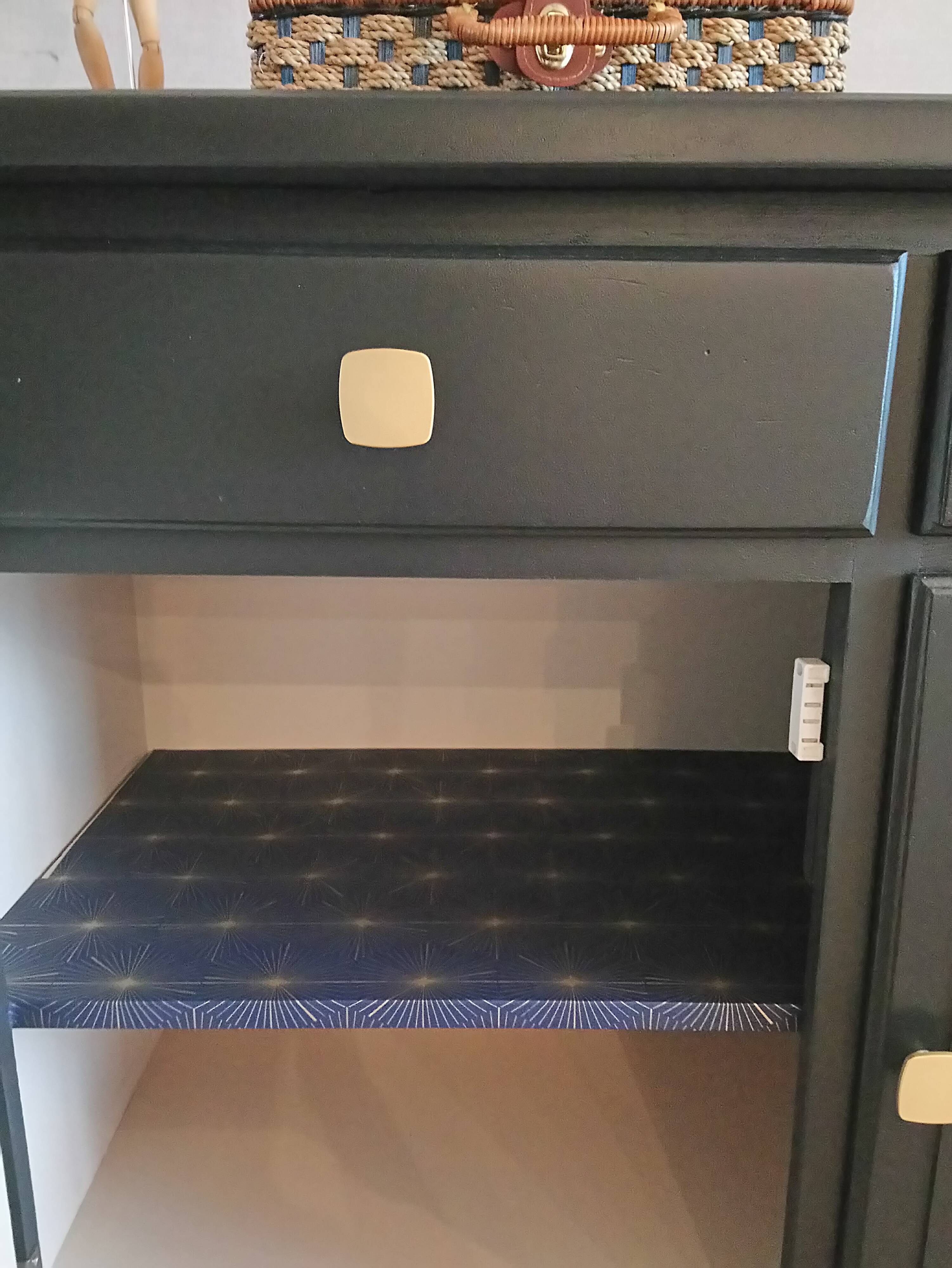 Solid black satin wooden buffet