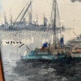 Tableau peinture "vue du port"