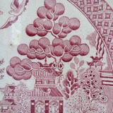 Ancien plat creux rose orientaliste