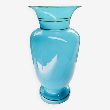 Large vintage vase in turquoise opaline