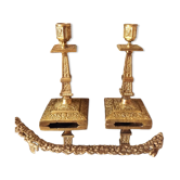 Paire de bougeoir flambeau en bronze