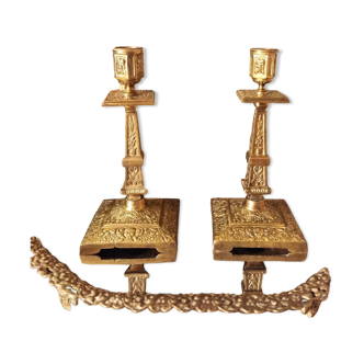 Paire de bougeoir flambeau en bronze