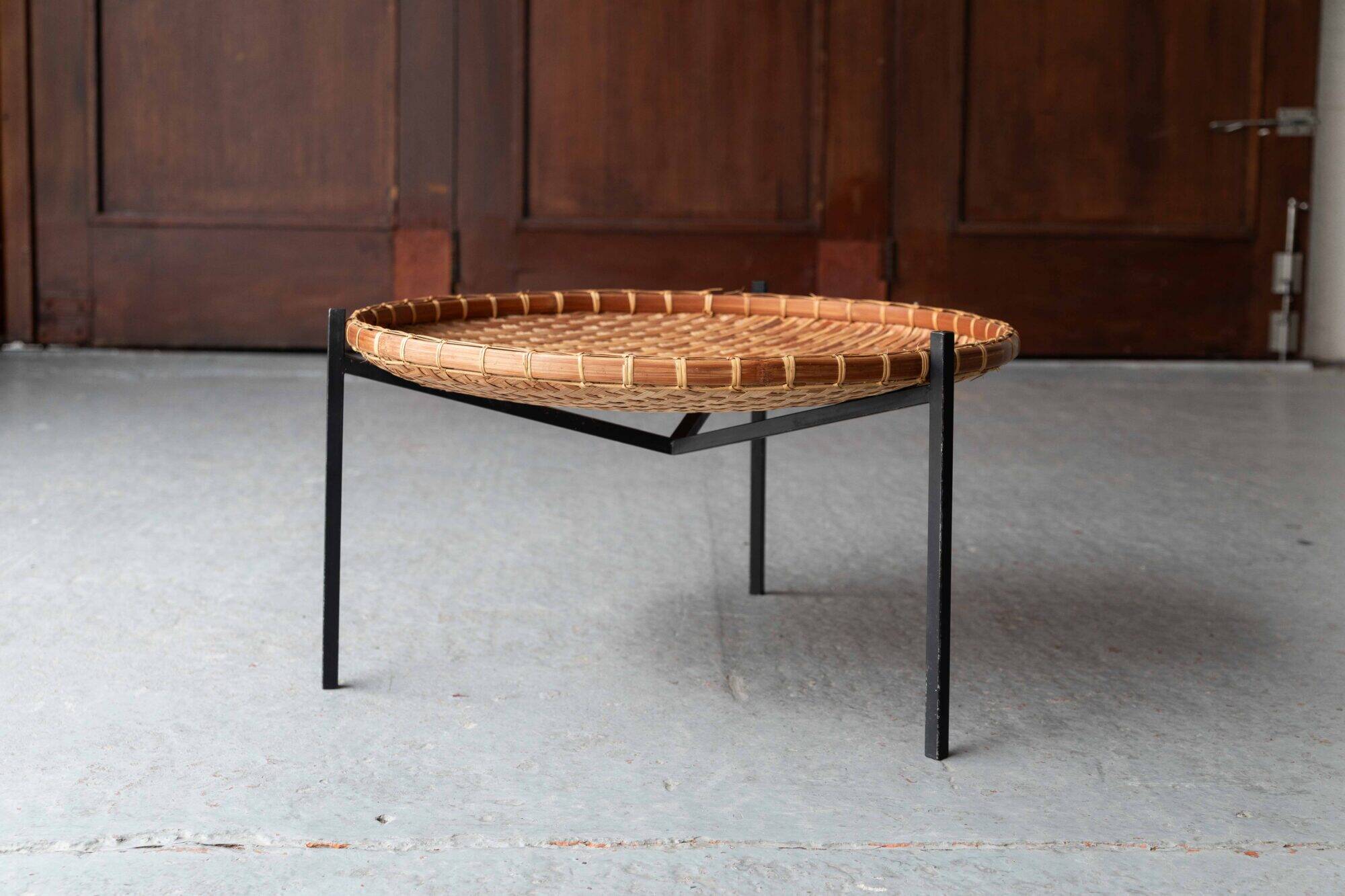 Rattan magazine basket, Netherlands, 1960s