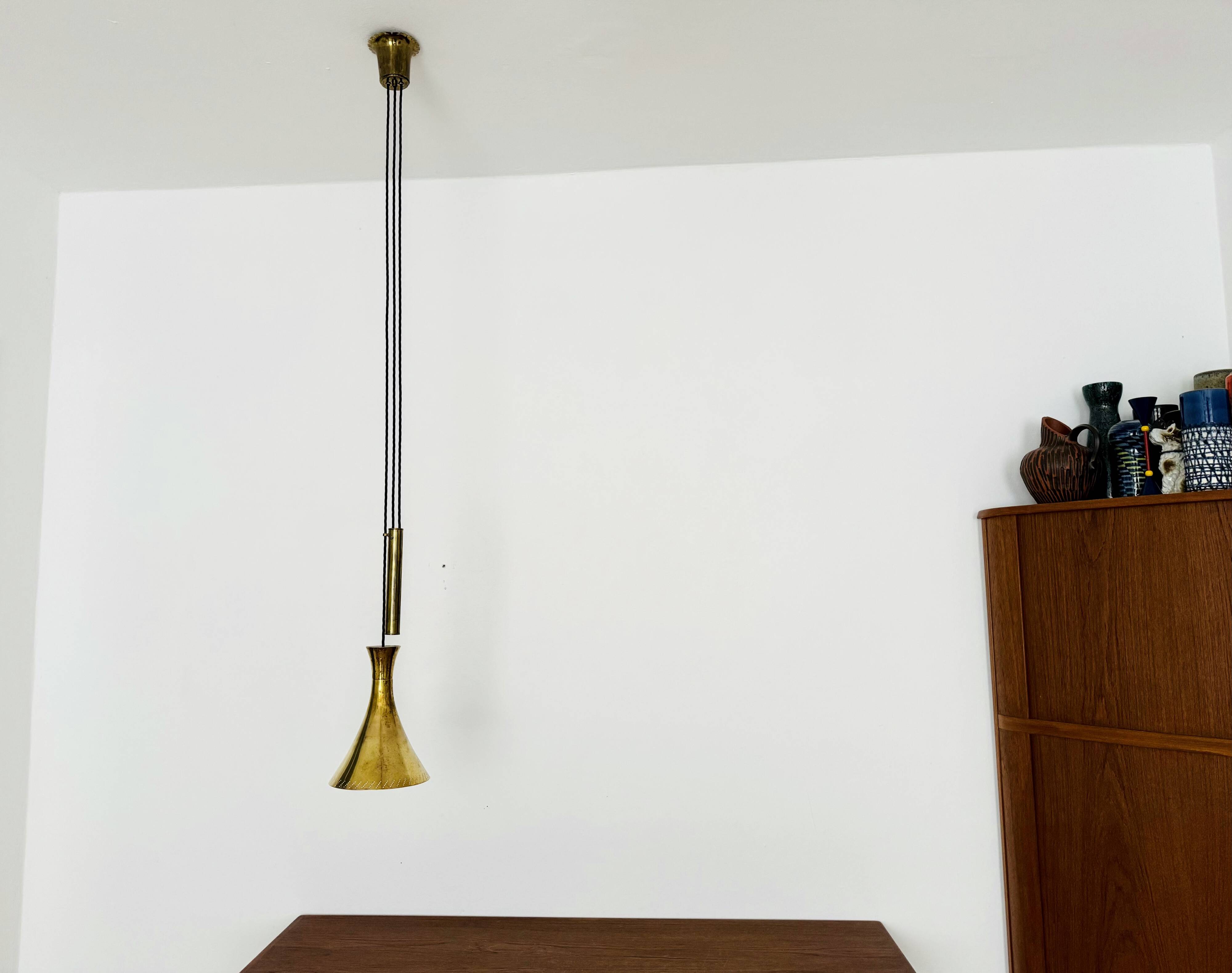 Adjustable Brass Pendant Lamp with Counterweight