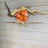 Bird brass and sun bronze wall decoration