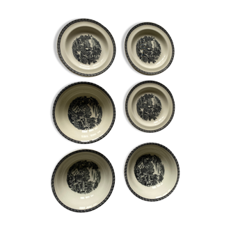 Lot de 3 coupelles et 3 assiettes à pain Wedgwood modèle Lugano anciennes